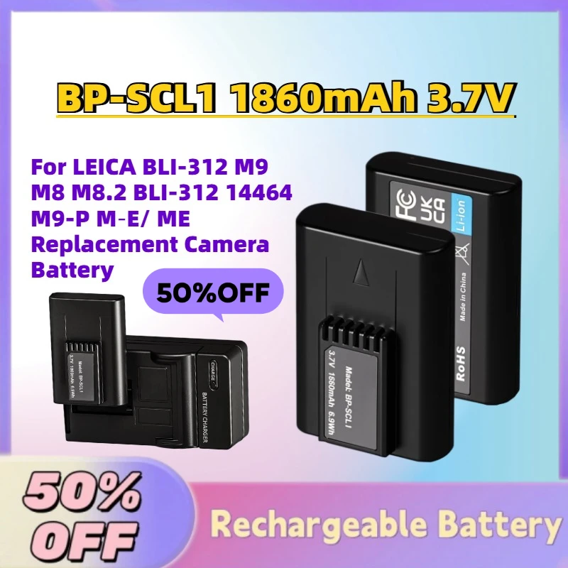 New In Stock BP-SCL1 1860mAh 3.7V Battery for LEICA BLI-312 M9 M8 M8.2 BLI-312 14464 M9-P M‑E/ ME Replacement Camera Battery