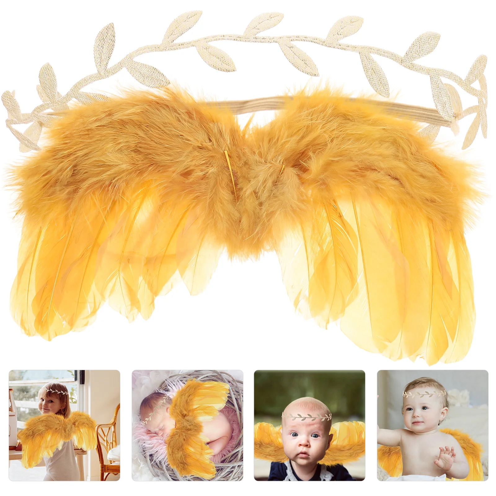 

Golden Winged Hairband Headband Newborn Toddler Wings Prop for Girls Baby Photo Props Fairy