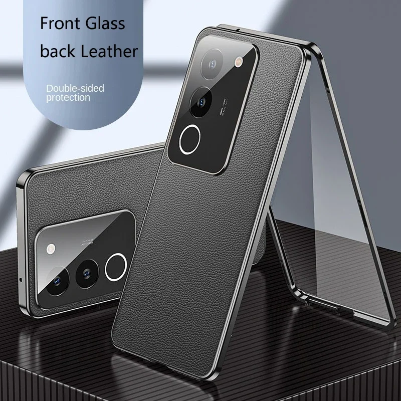 

Leather Phone Case For vivo T3X T3 Ultra V29 Lite V27 V30 V40 X90 X300 X100 X200 Pro Tempered Glass Lens Protection Cover cases