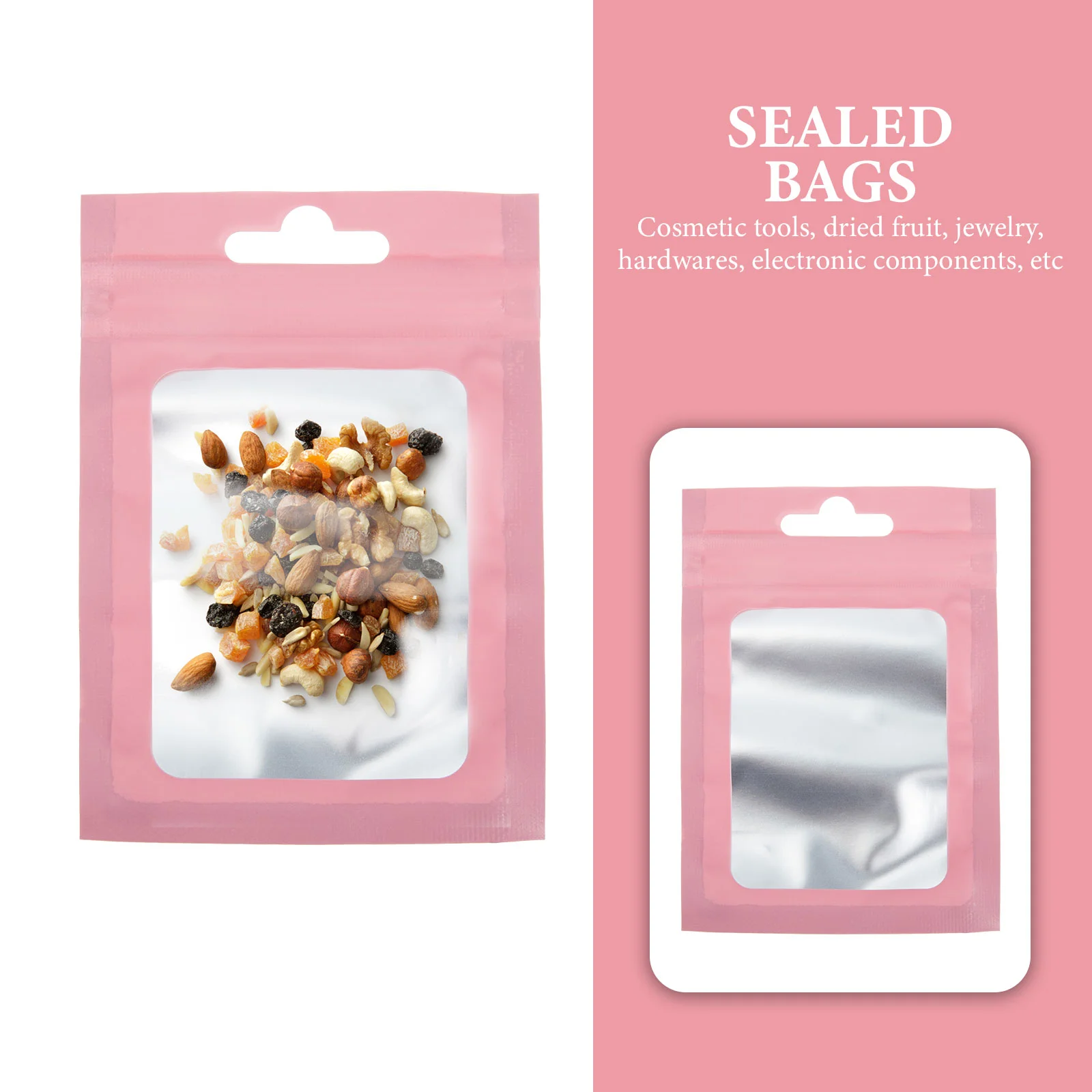 100 Pcs Jewelry Storage Bags Sealable Self-locking Sealing Pouch for Frosted