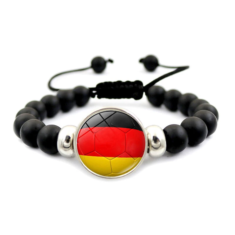 Football Team Beaded Bracelet Men And Women Fashion Black Bracelet Germany Spain Brazil Football Jewelry.