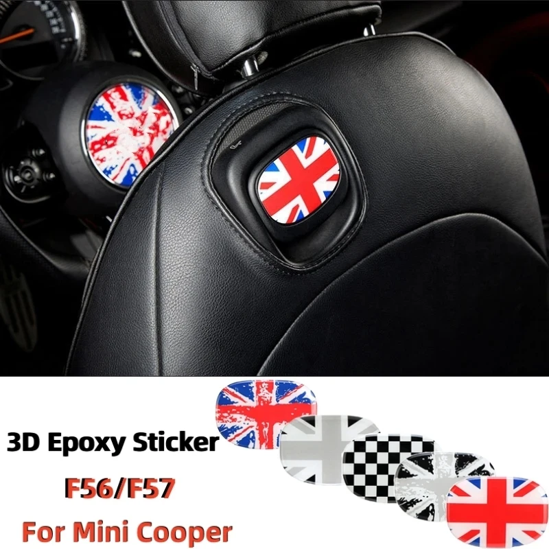 3D Epoxy Rear Seat Handle Decoration Sticker For BMW MINI ONE COOPER F56 F57 Chair Back Handle Decals Protect Cover Accessories