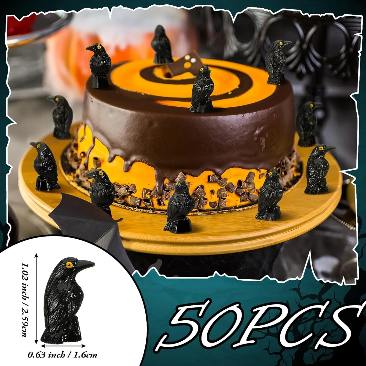 50 Pcs Miniature Crows Figurines Mini Resin Crows Figures Black Raven Summer Decor Tiny Resin Animals for Halloween Scene Decor - view 2