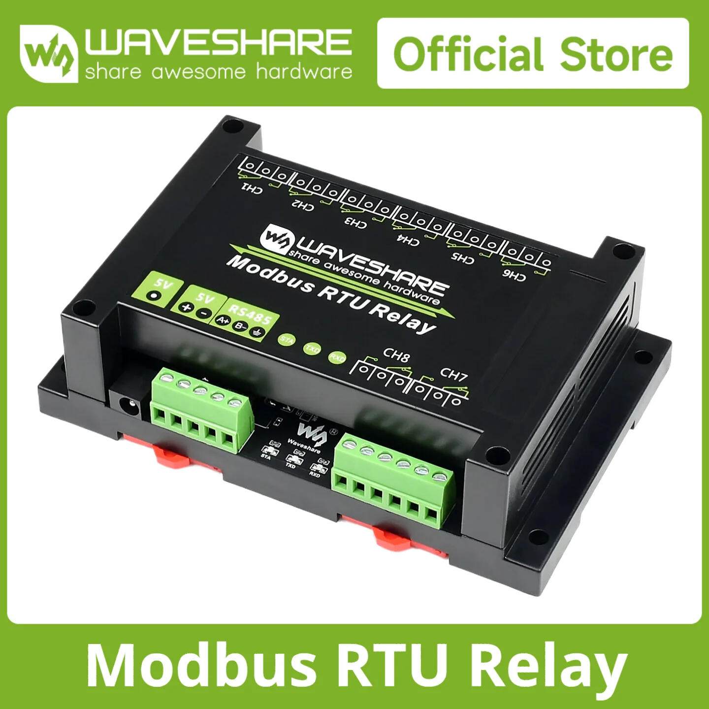 

Waveshare Industrial Modbus RTU 8-ch Relay Module with RS485 Interface, Multi Isolation Protection Circuits