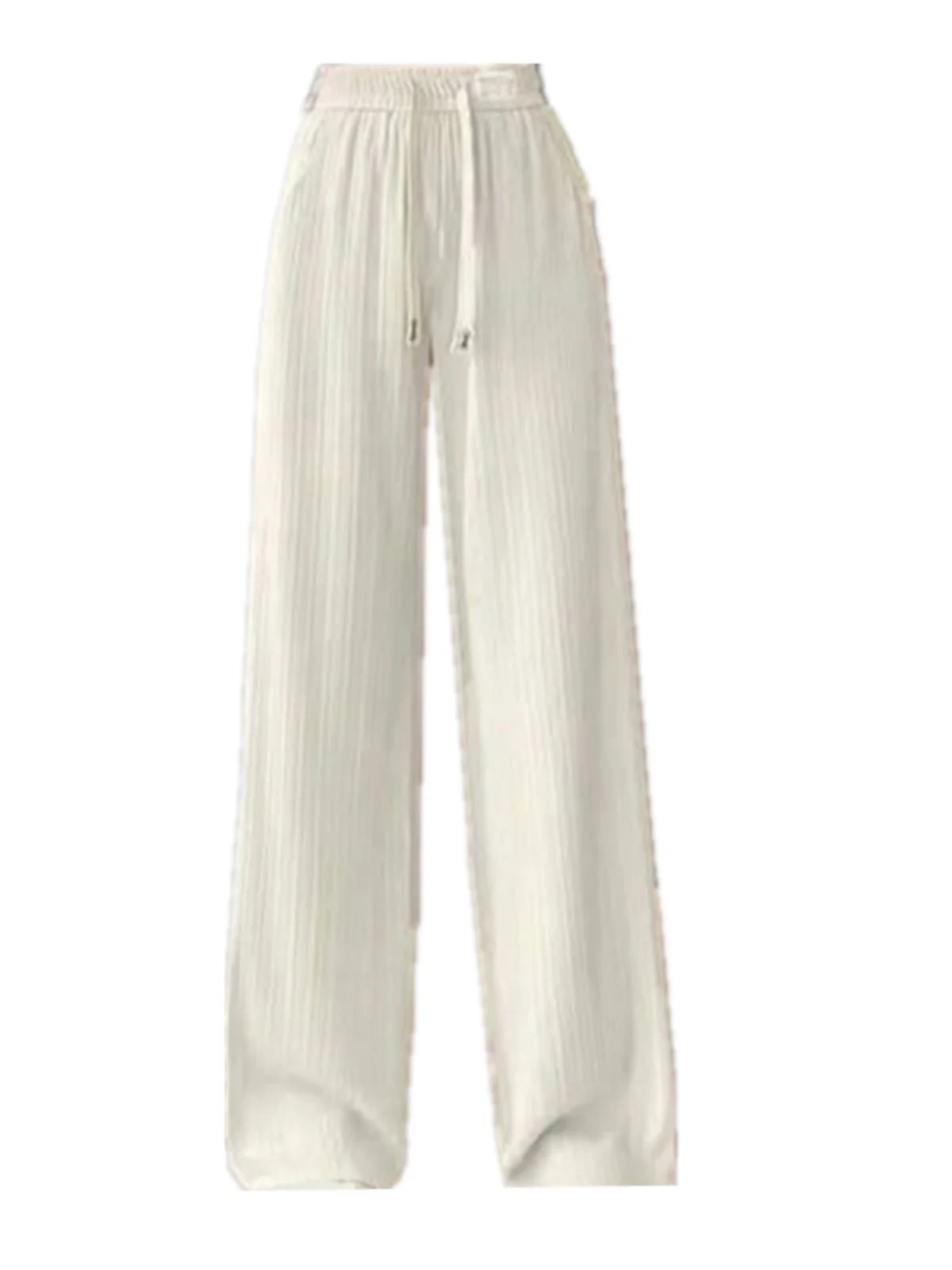 Quali Eisseide-Hose mit weitem Bein für Damen, Sommer, dünn, elastisch, lässig, gerade, koreanische SLE-Hose mit Kette, hohe Taille