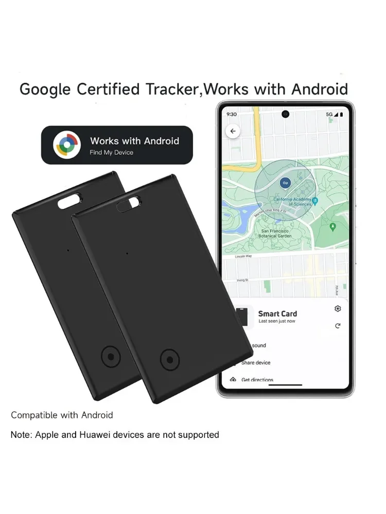 1pack Android Wallet Tracker Card Tracker Tag, werkt met Google Find Hub-app (NIET voor IOS of Huawei), waterdicht voor sleutelsbagage - afbeelding 2