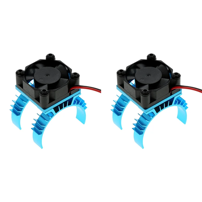 2X RC Parts Electric Car Motor Heatsink Cover + Cooling Fan For 1/10 Tamiya TT02 RC Car 540 550 3650 Motor Heat Sink