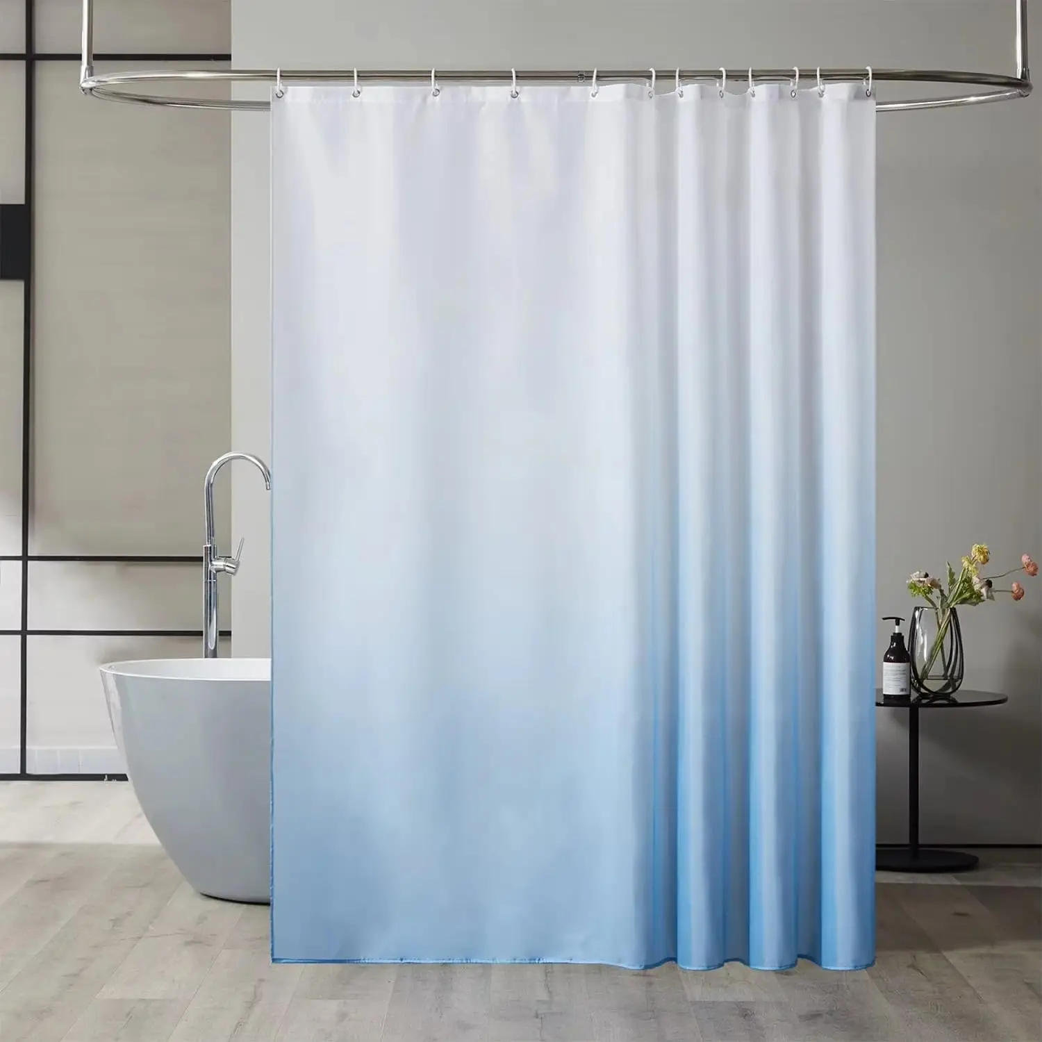 Gradual Digital Print Shower Curtain Waterproof Thickened Bathroom (Sky Blue,240x200cm)