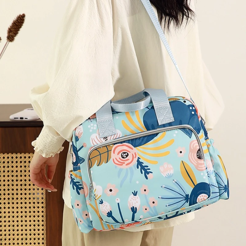 Printed Multi-pocket Maternity Nappy Bag Portable Handbag Large Capacity Baby Diaper Backpack Detachable Shoulder Strap