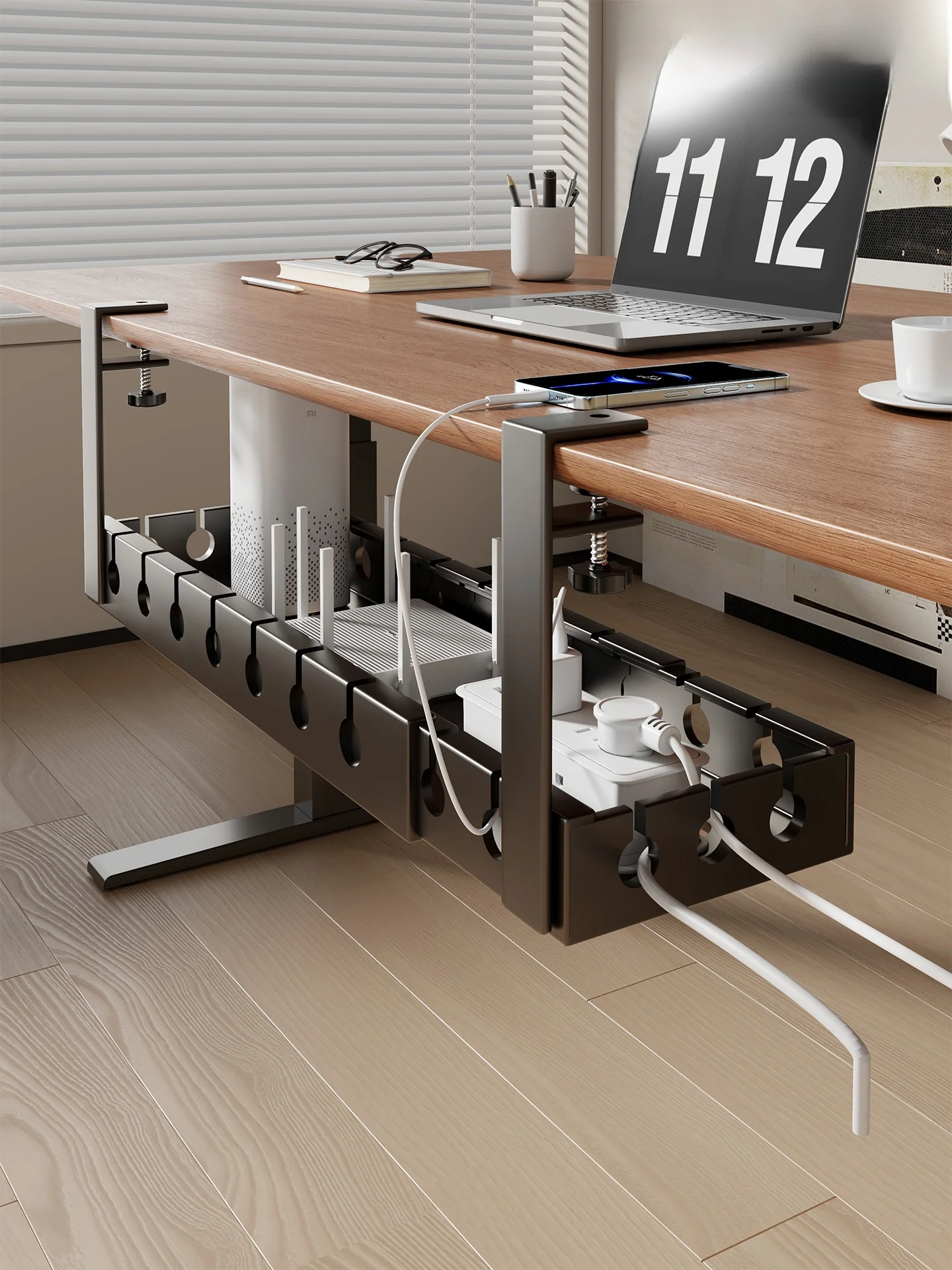 オフィス用ケーブルオーガナイザー-デスク下ワイヤー管理ラック-コンピューターデータケーブル収納ボックス-プラグストリップワイヤー整理棚