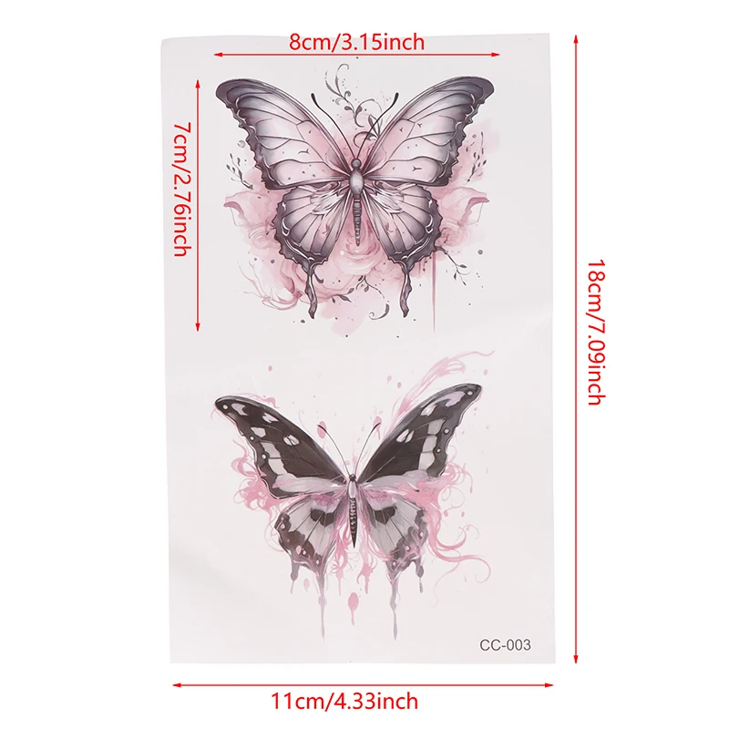 1 Sheet Colorful Butterfly Temporary Tattoos For Women Men Fake Tattoo Sticker Adults Face Hands Body Art Tattoo