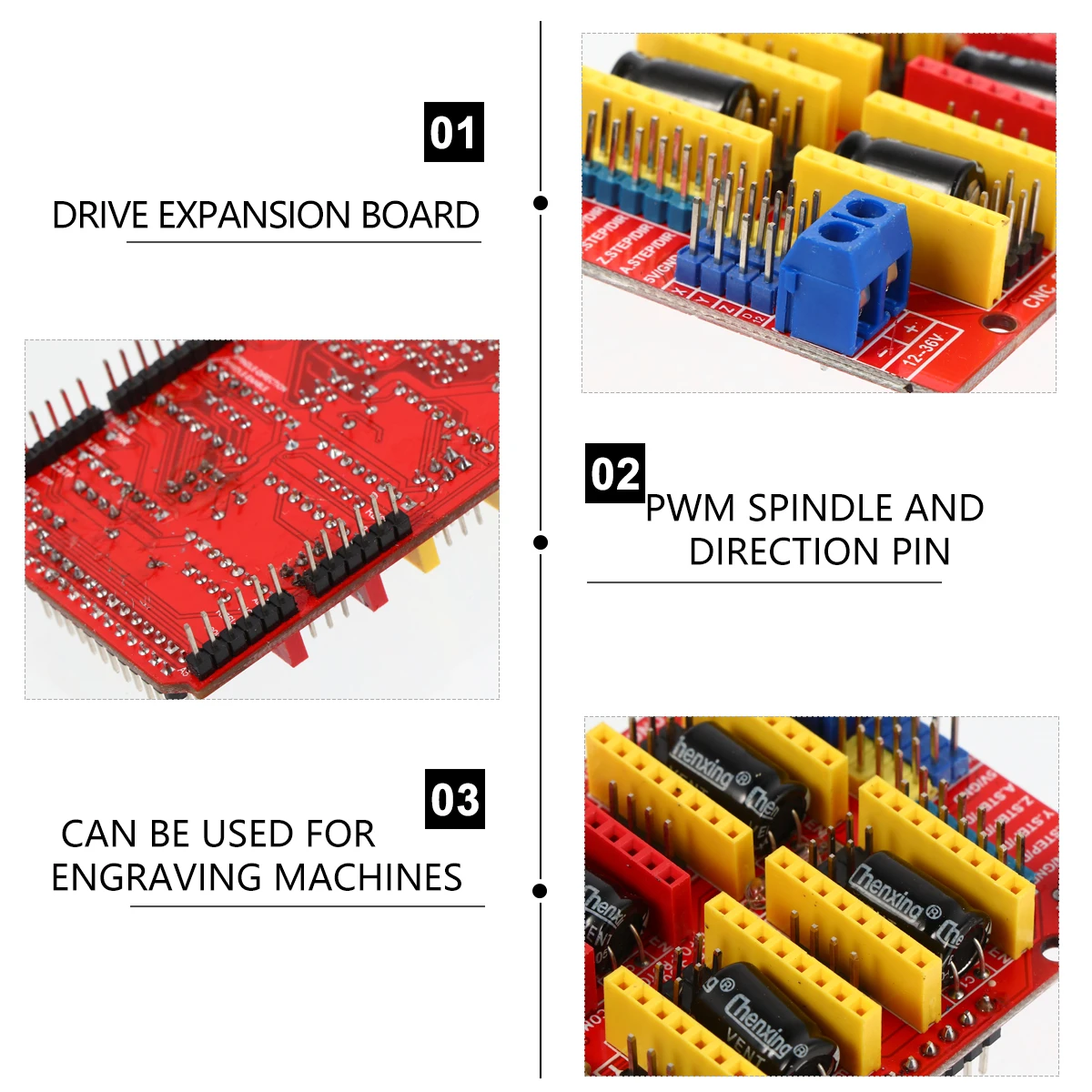 

2pcs A4988 Driver Board 3D Printer CNC Engraver Shield Expansion Board Plastic 12-36V Stepper Motor PWM Spindle Direction Pin