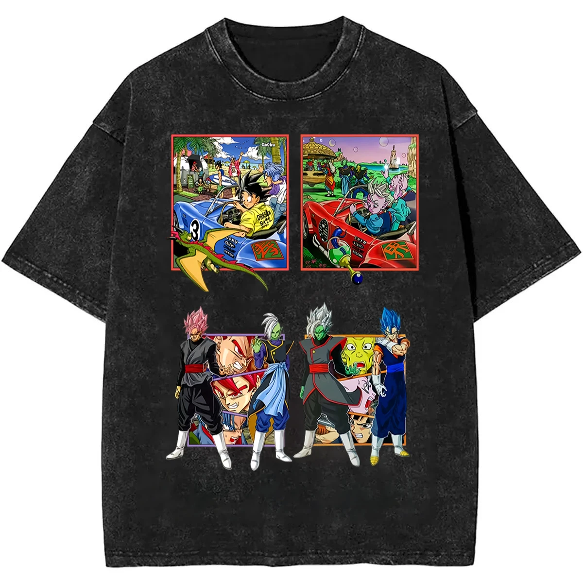 

2026 Summer Dragon Ball Washed Vintage T-Shirt Men's and Women's Cotton Streetwear Oversized Unisex Anime Print Casual Daily Top