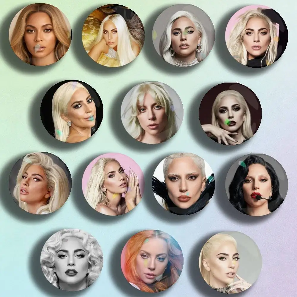 Singer L-Lady A-Gaga Badge Stage Brooches on Backpack Clothes Handmade Round Enamel Pins for Jewelry Gift Bag Accessory