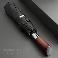 Windproof Large Umbrella Men 8 Ribs Fully Automatic Umbrella Heavy Rain Outdoor Wooden Folding Umbrellas Compact Parasol