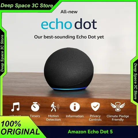 Alexa Echo Dot 5 Generation Smart Mini Speaker with Clock Alexa Voice Assistant WiFi Bluetooth Home Control Portable Subwoofer