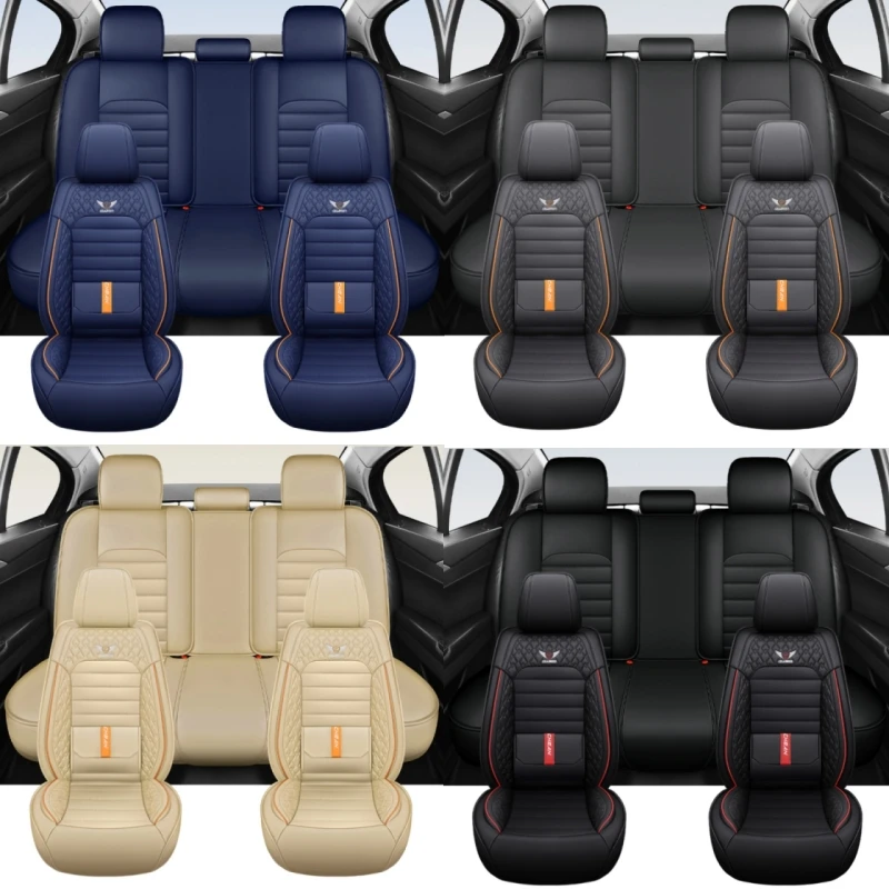5-Seater Full Set of Car Seat Covers, Featuring Exquisite and Comfortable 3D Fixed Lumbar Support Design, Suitable for All Seasons, 3D Full Surround Car Seat Covers, Suitable for Most 5-Seater Cars Such as Sedans/Suvs/Pickups, Car Seat Decoration and Protection Accessories, Enhancing the Driving Experience