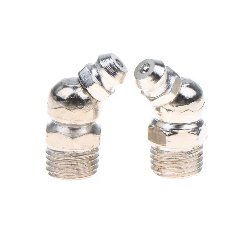 45 Degree Hydraulic Grease Nipple Fittings 10Pcs Iron Zinc Rustproof for Agricultural Equipment Car Maintenance