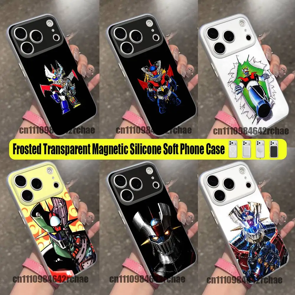 For UFO ROBOT Grendizer Phone Case For iPhone 15 17 18 11 14 13 16 12 Pro Max Mini Plus For Magsafe Magnetic Clear
