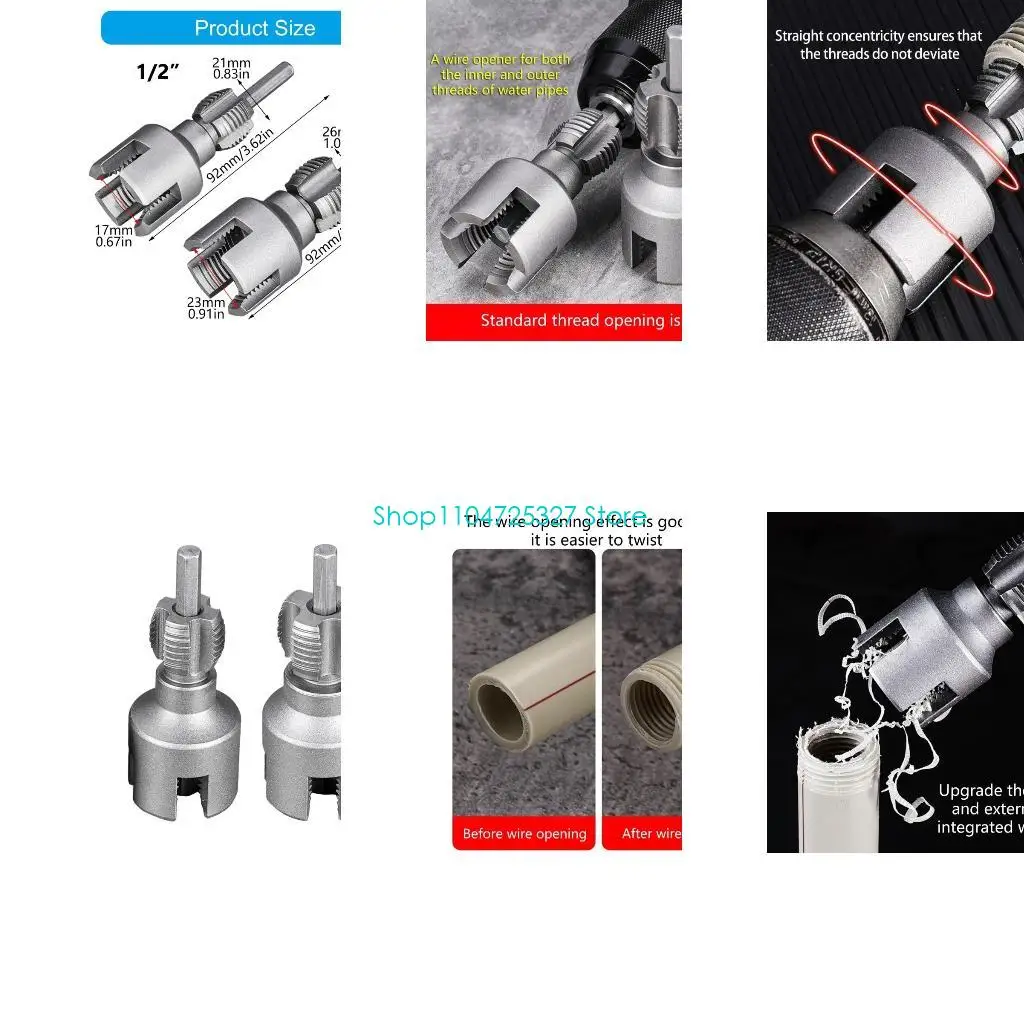 d8kf-pvc-パイプねじ切りキット電気ドリル用再利用可能な配管ツール家の修理用