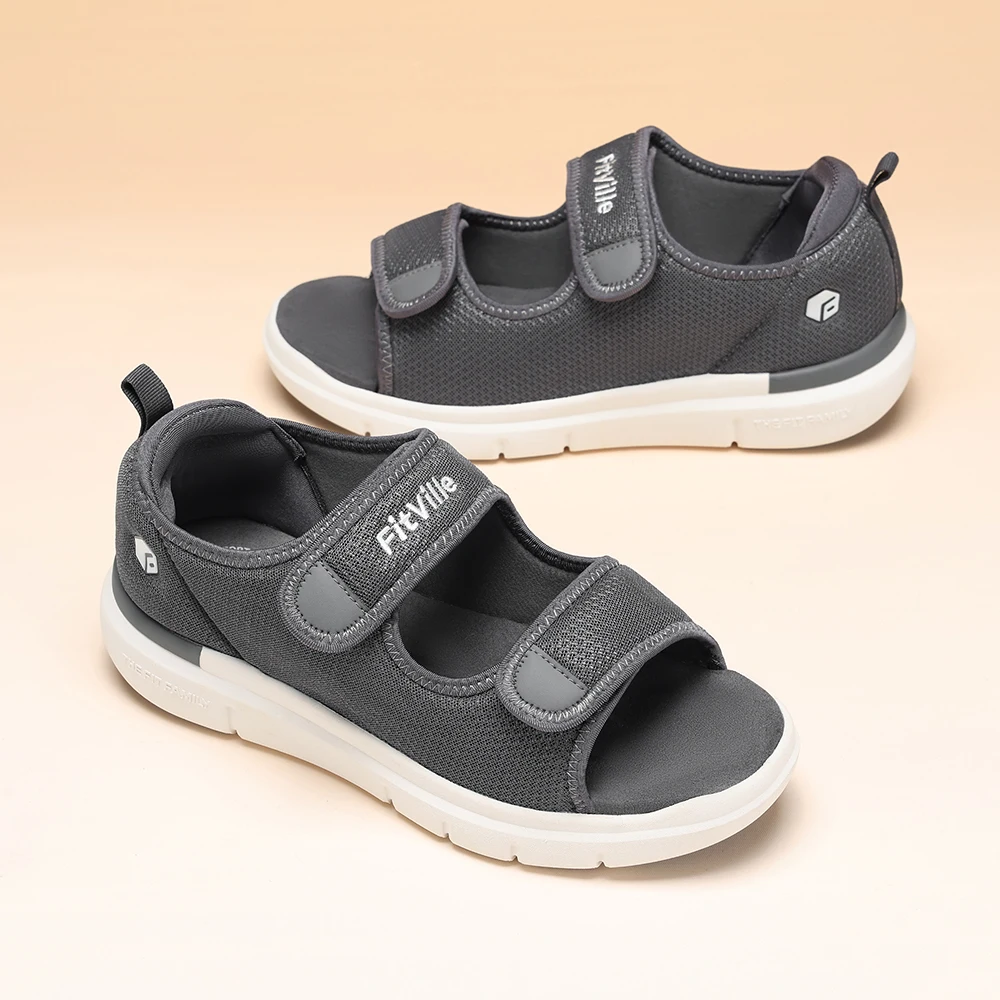 Fitlouis-男性用のカジュアルで通気性のあるサンダル、高齢者用の幅広の靴、足底筋膜炎用の軽量の靴、アーチのサポート、痛みの緩和