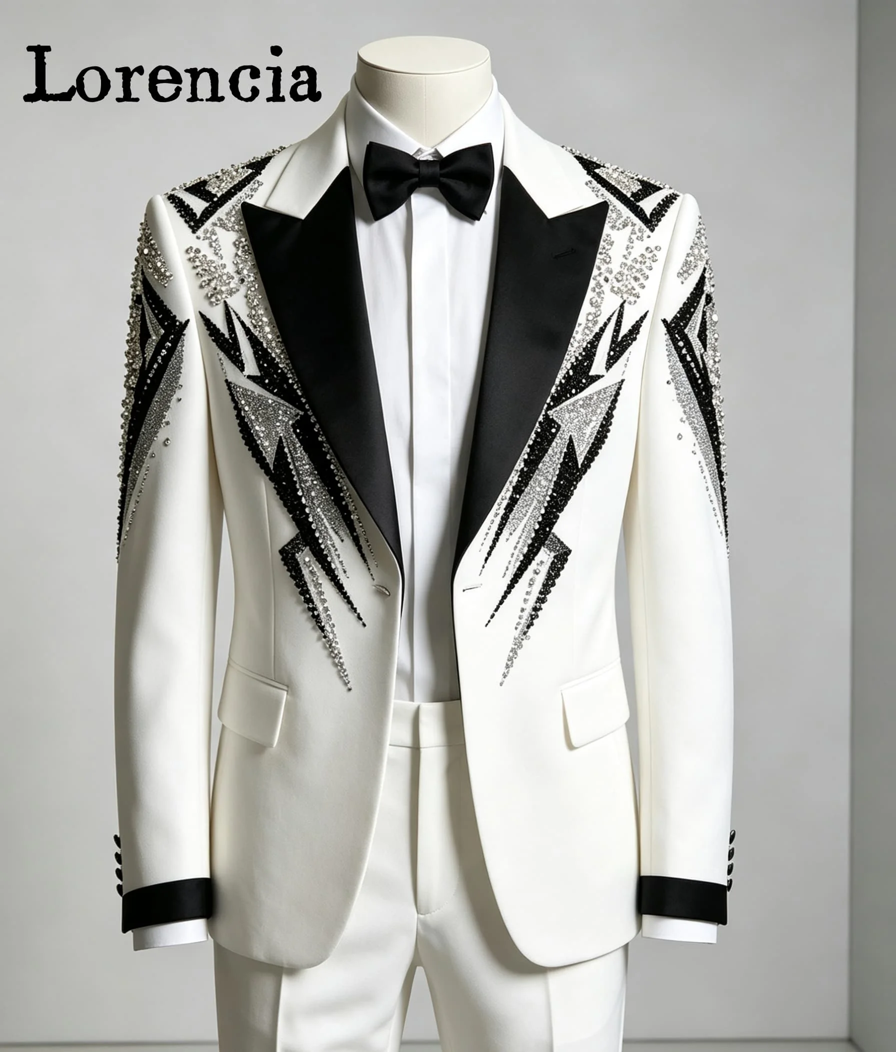 Fashion Men Suits 2 Pieces Sets Lightning Geometric Pattern Groom Wedding Tuxedos Customized Male Party Blazers costumes homme