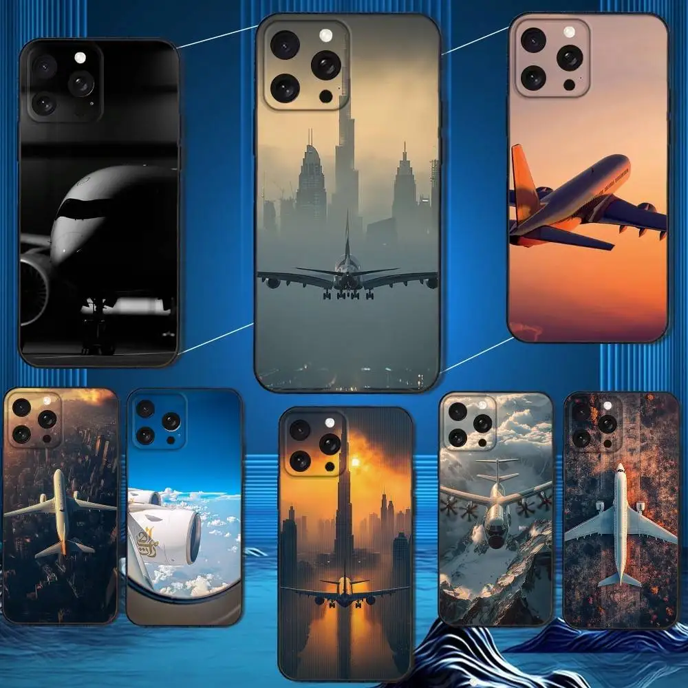 

a-aeroplane-es Phone Case For iPhone 16,15,14,13,12,11 Plus,Pro Max,XS,X,XR,SE,Mini,8,7,Soft Silicone Black Cover