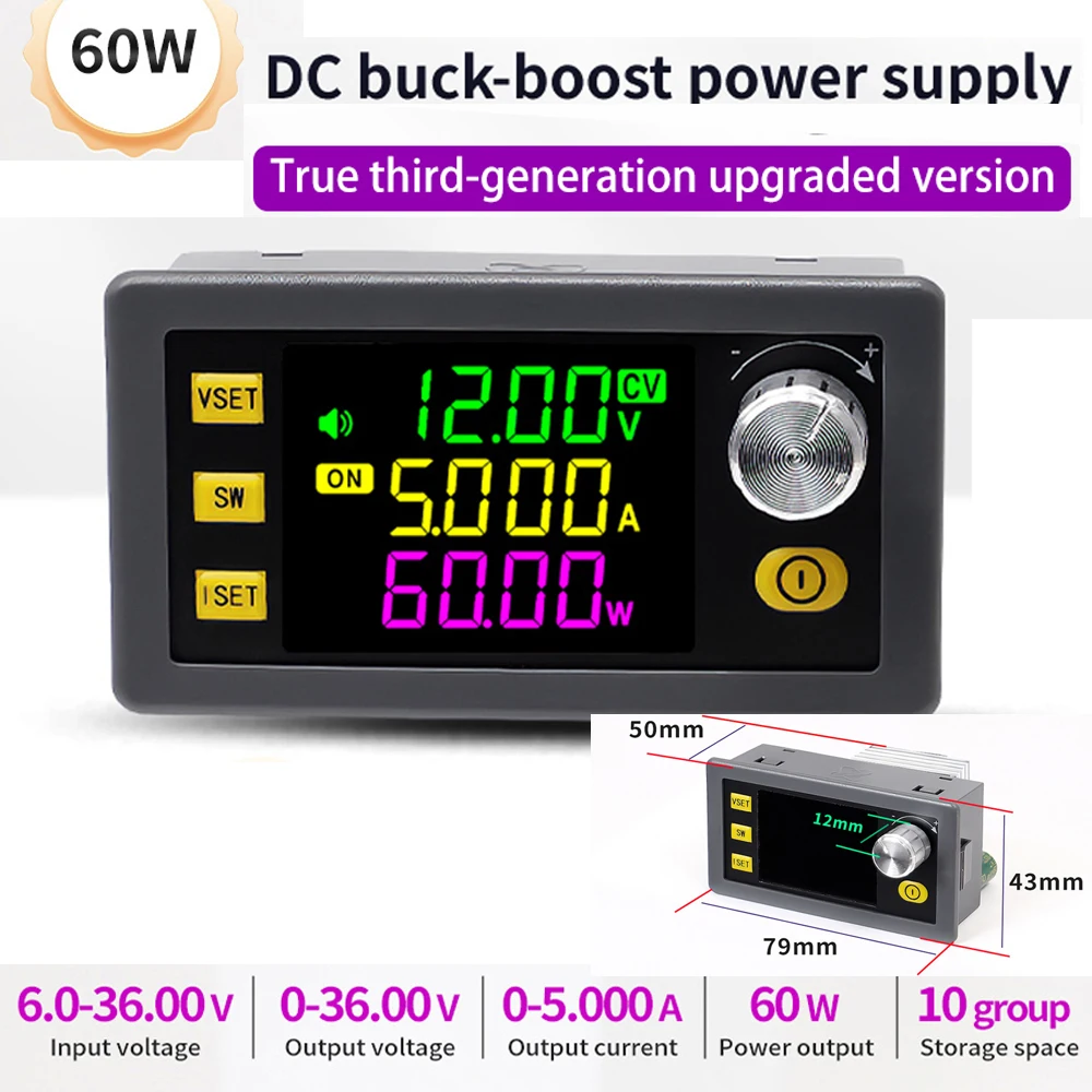 60W DC Buck Boost Converter CNC Adjustable Regulated Laboratory Power Supply Constant Voltage Current Solar Charge Module