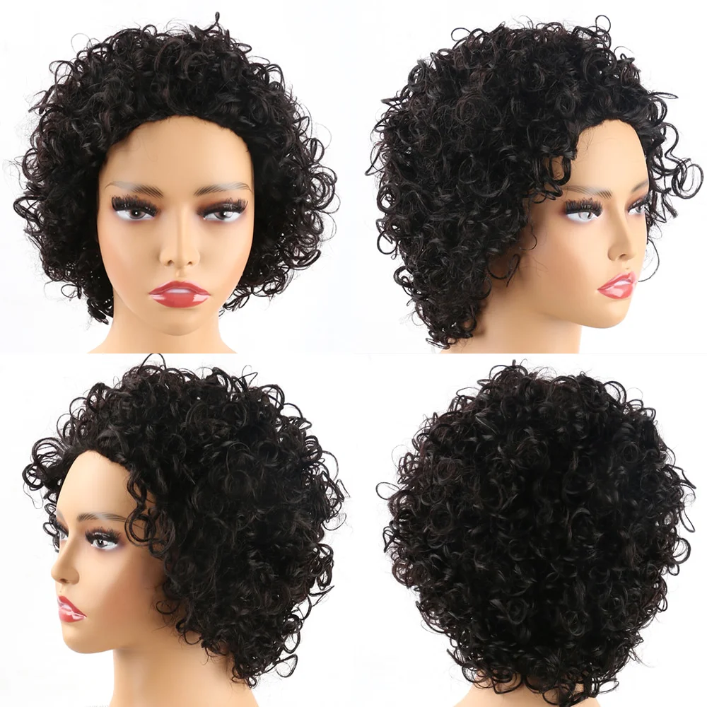 Pixie Cut Wig Human Hair Short Curly Human Hair Wigs For Black Women Cheap Human Hair Wig Full Machine Sans Colle Curly Wig Hair