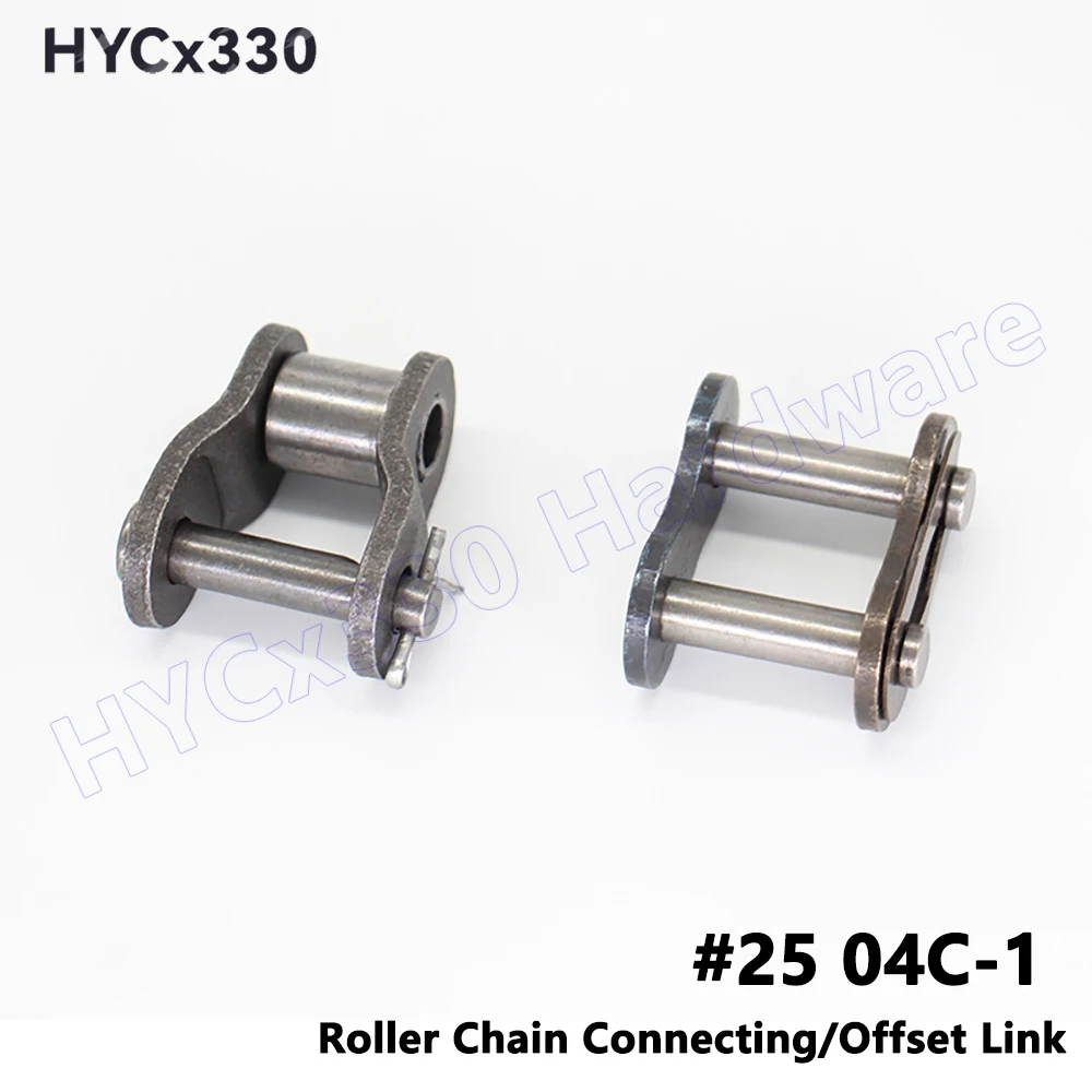 04C-1 #25 Roller Chain Connecting Link Carbon Steel Offset Link Single Strand Full/Half Link 1/4 Inch 6.35mm Pitch for 04C Chain