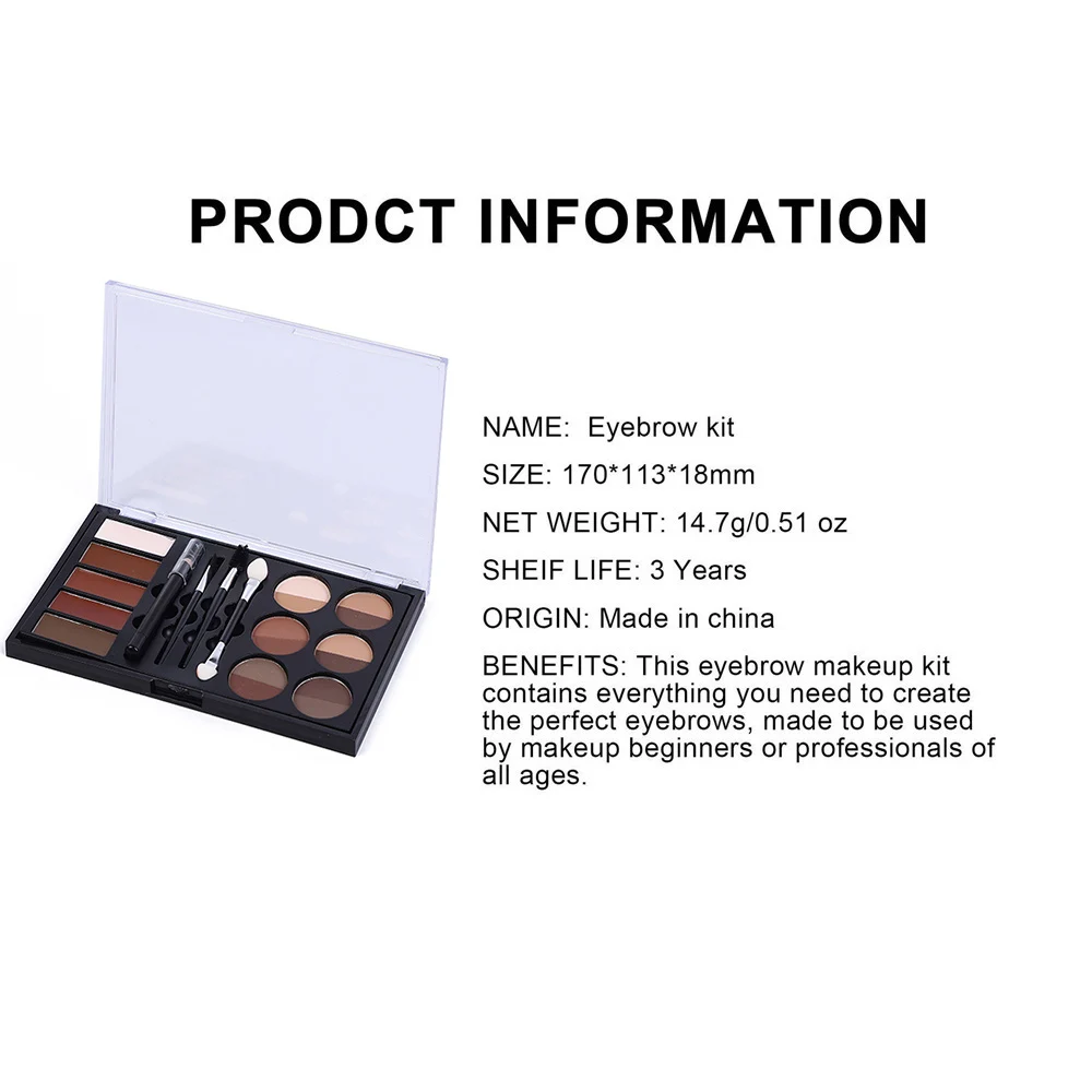 12Colors 3 in 1 Professional Eyebrow Kit Pro Palette Eyebrow Enhancers (New) Pomade Pencil Brush Drawing Tools