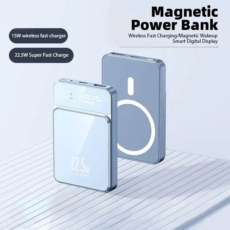 Xiaomi 50000mAh Power Bank Magnetyczna bezprzewodowa ładowarka Qi Magsafe 22,5W Super szybkie ładowanie Powerbank dla iPhone Samsung Huawei