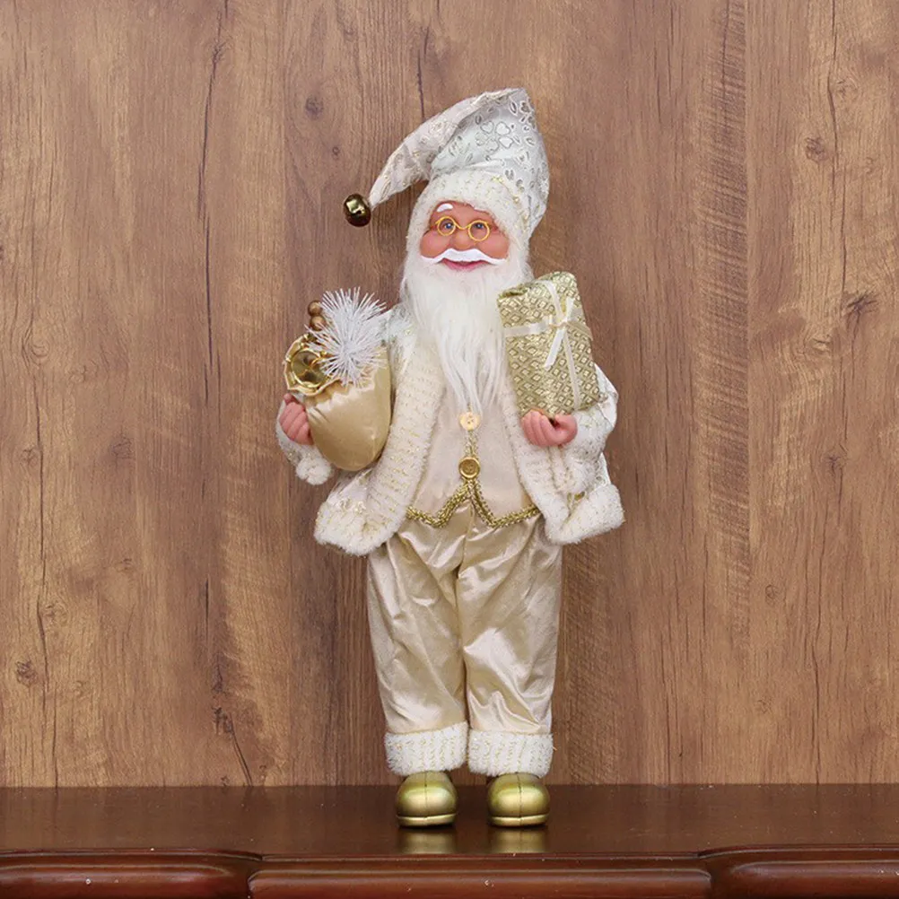 

Xmas Standing Santa Claus Decor Christmas Scene Prop Tabletop Ornament Gift for Home Office Party Supplies Santa Claus Figurine