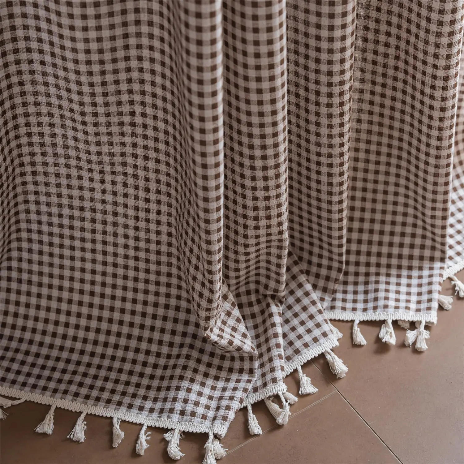 Vintage Boho Curtain Panel, 84 Inch Length, Rod Pocket, Semi-Sheer Light Filtering for Living Room Decor