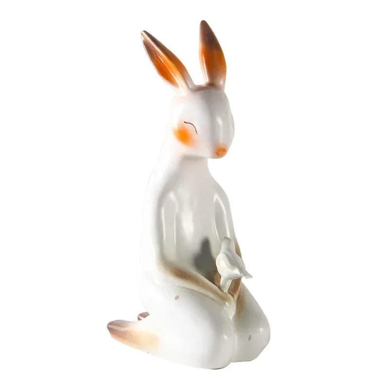 

Simple modern ceramic ornaments Color rabbit soft desktop handicraft decoration