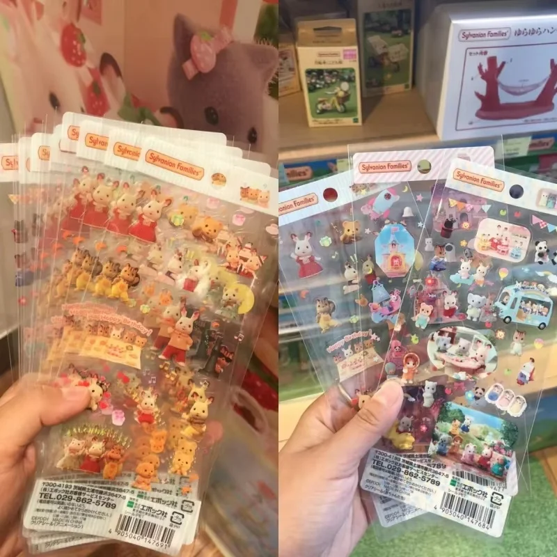 2024 Hot Koop Sylvanian Families Kawaii Chocolade Konijn Sticker Regenjas Pop Mooie Anime Figuren Kerst Speelgoed Kinderen Geschenken