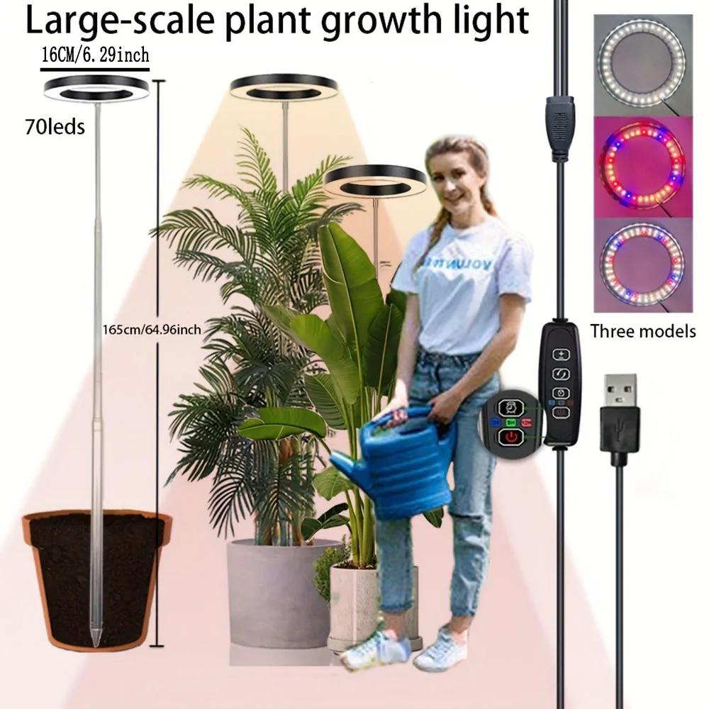 6-Inch LED Full Spectrum Plant Light with Adjustable Extendable Pole for Large Plants - Grow Light Adjustment