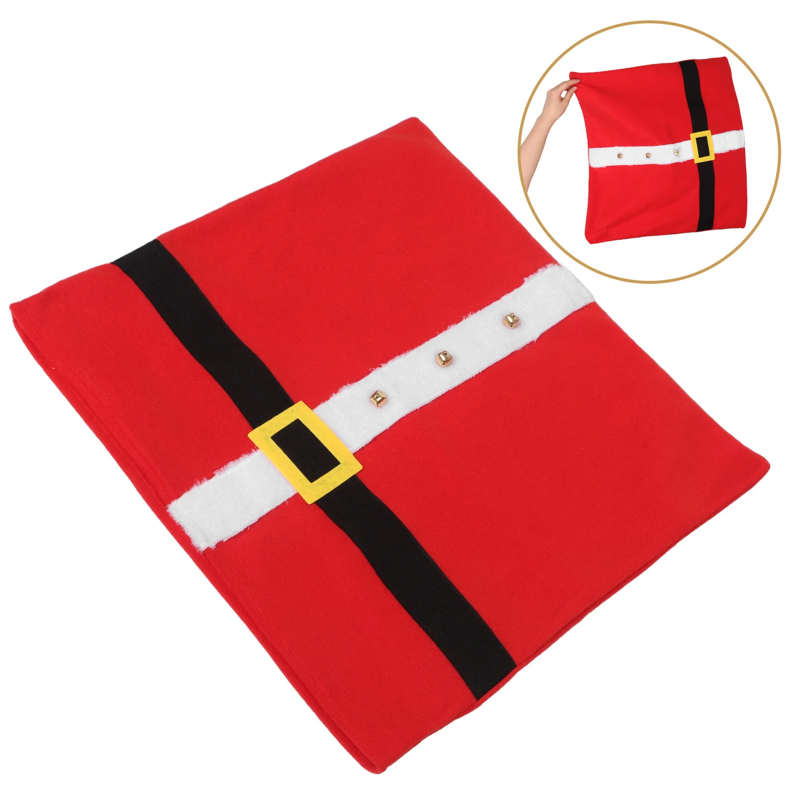 

Christmas Dining Chair Covers Red Belt Buckle Design Reusable Slipcovers Holiday Decor Home Restaurant Party Banquet