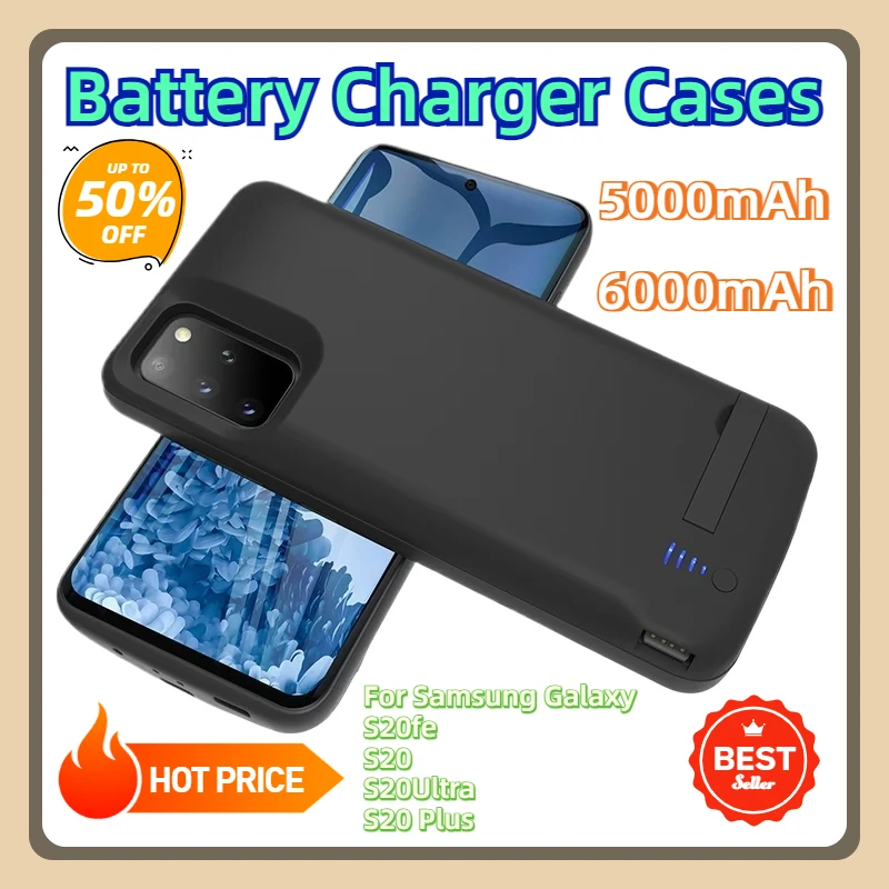 For Samsung Galaxy S20fe  S20 Ultra S20 Plus  Extenal Battery Power Bank PowerBank Cover S20 Shockproof Battery Charger Case