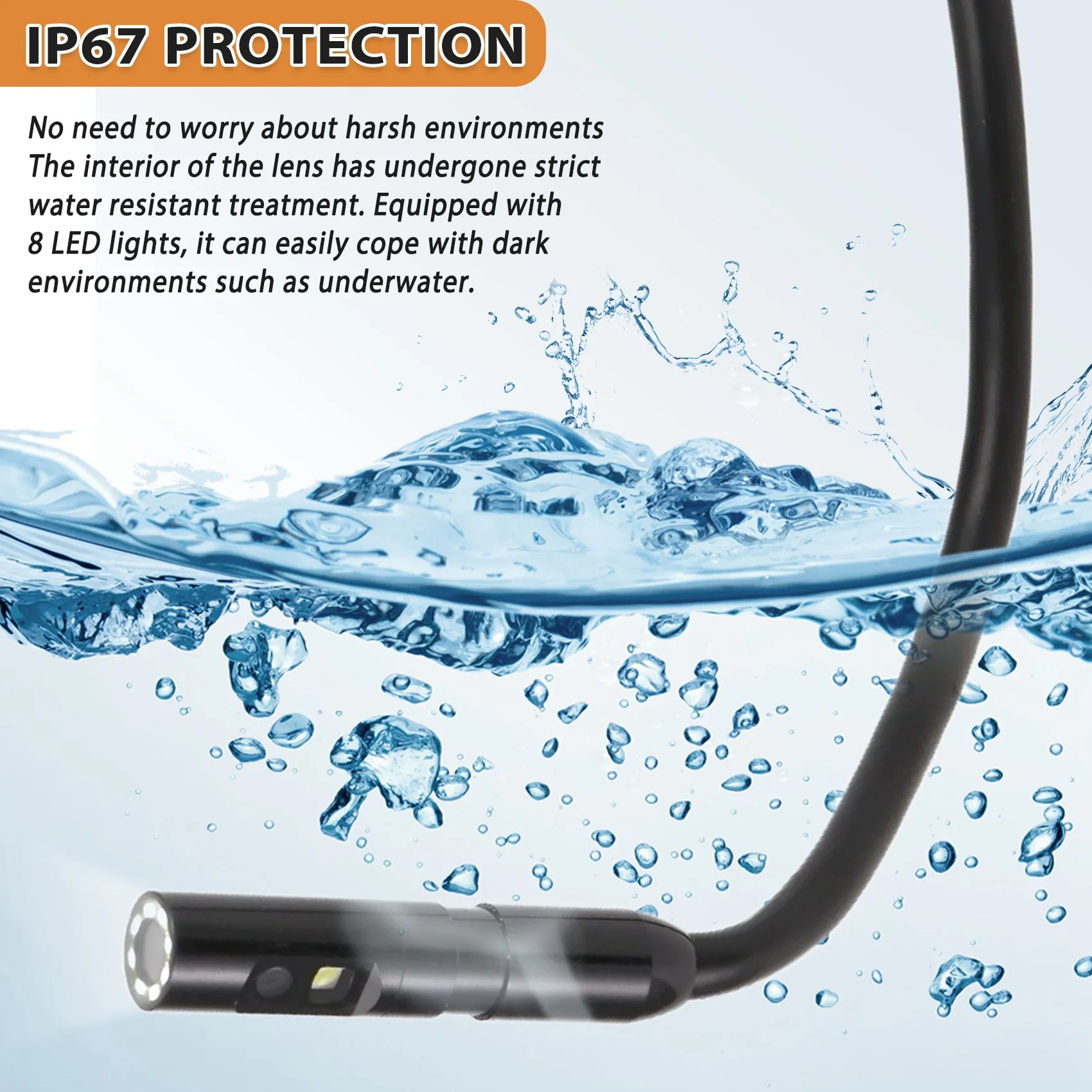 

B48A Industrial Endoscope Camera 4.3In IPS Screen 1080P IP67 Waterproof With Dual Lens For Pipe Sewer Inspection Car Repair
