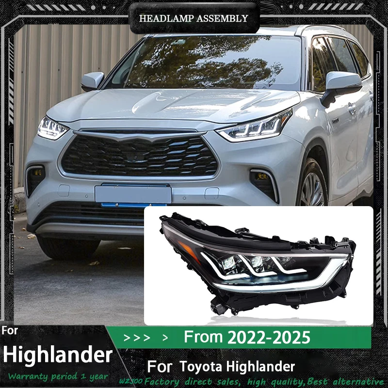 Car For Toyota 2022-2025 Highlander Front Lamp Upgrade DRL Headlight Full LED Dynamic Turn Signal Projector Lens AutoAccessories