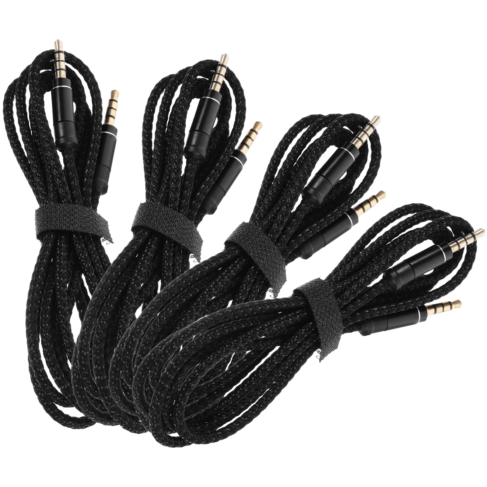 

4 Pcs Professional Audio Line Computer Cable Splitter Black Nylon Aux Extension