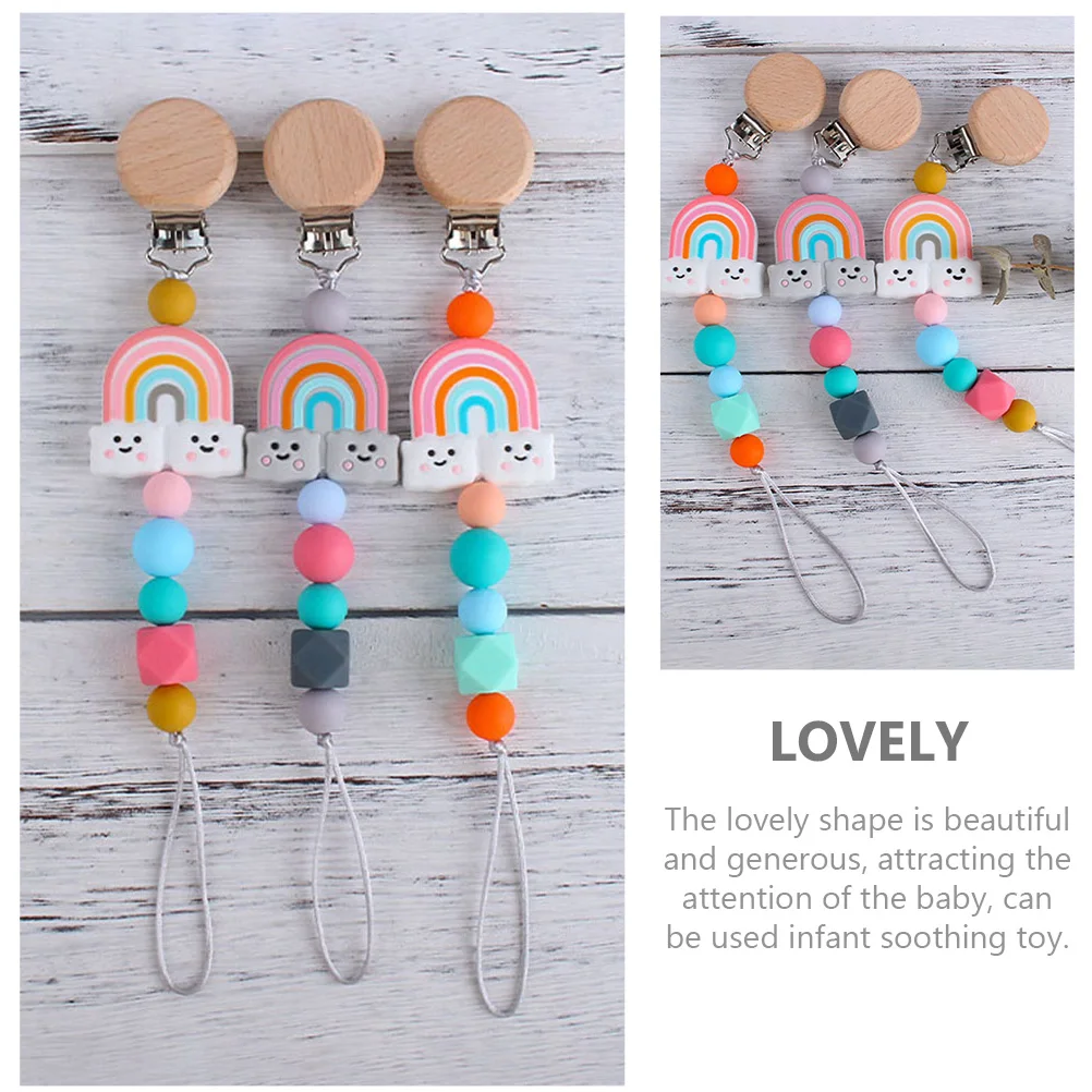 

Pacifier Holder Clip Silicone Bead Baby Clips Attachment Pacifer Beaded Stylish Silica Gel Infant Soother