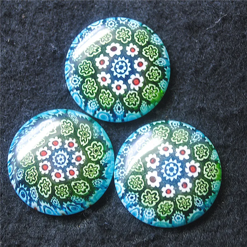 7PCS New Glass Cabochons Size 23MM Round Shape DIY Jewelry Accessories Top Selling Millefiori Beads