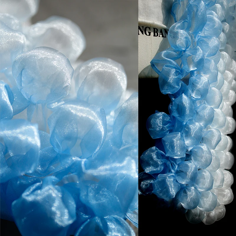 

Seersucker Perspective Bubble Net Yarn Fabric For Diy Sewing Wedding Dress Stage Costume Background Decor Puffy 3D Lace Fabric