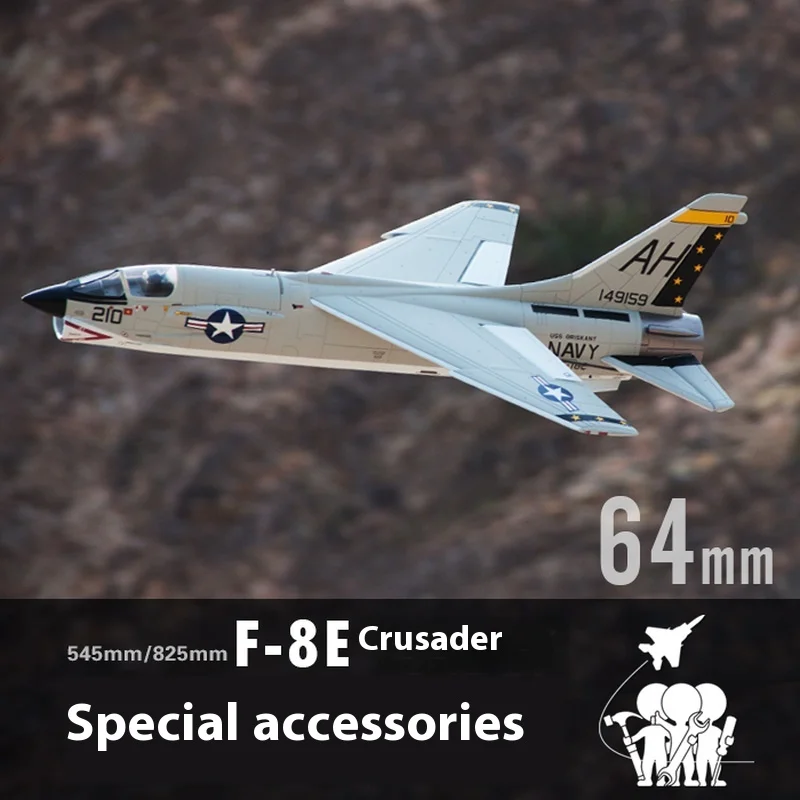 FreFuk64 mm Accessoires F-8e Fuselage Ailes Principales Queue Plate Queue Verticale Couverture Antarctique Cockpit Ailerons Pelviens Train D'atterrissage