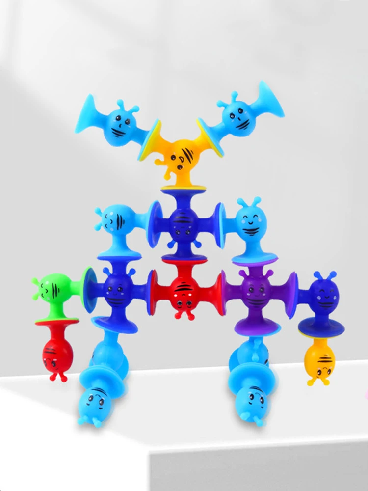 38 pièces/ensemble abeilles ventouse jouets fenêtre jouets de bain avec stockage de coquille d'oeuf voyage jeu interactif Parent-enfant, cadeau pour les enfants