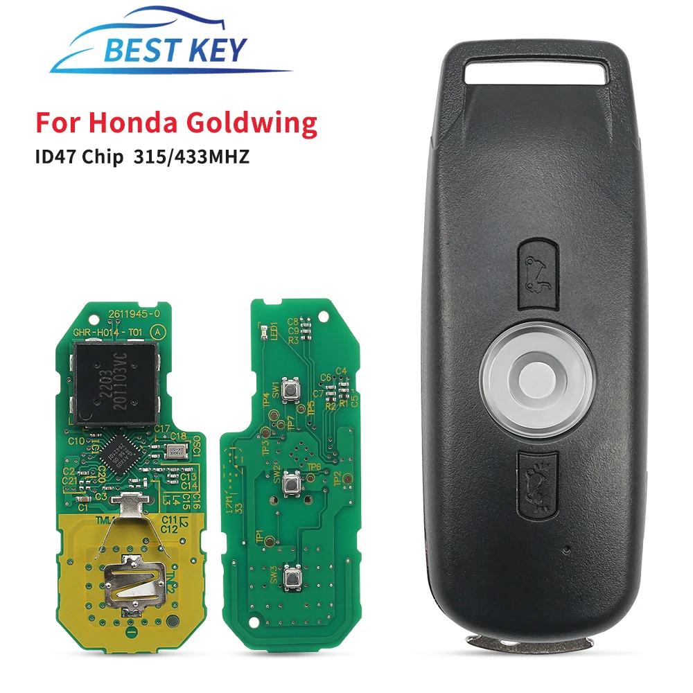 BEST KEY 315/433 MHZ 47 Chip for GL1800 2018 2019 2020 NO LOGO Honda Goldwing Motorcycle Smart Key view 2