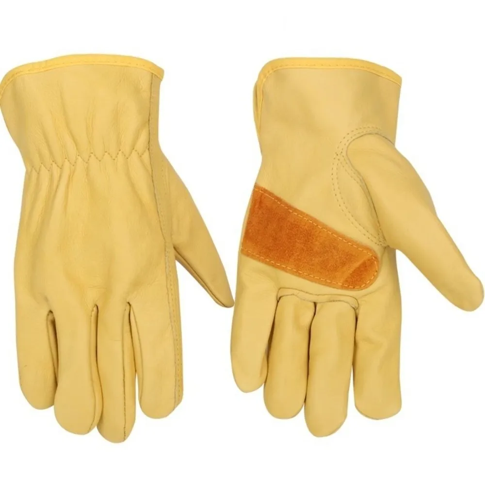Flex Grip Leather Work Gloves Wear-Resistant Insulated Welding Protection Gloves Soft Stretchable Wrist Safety Work Gloves