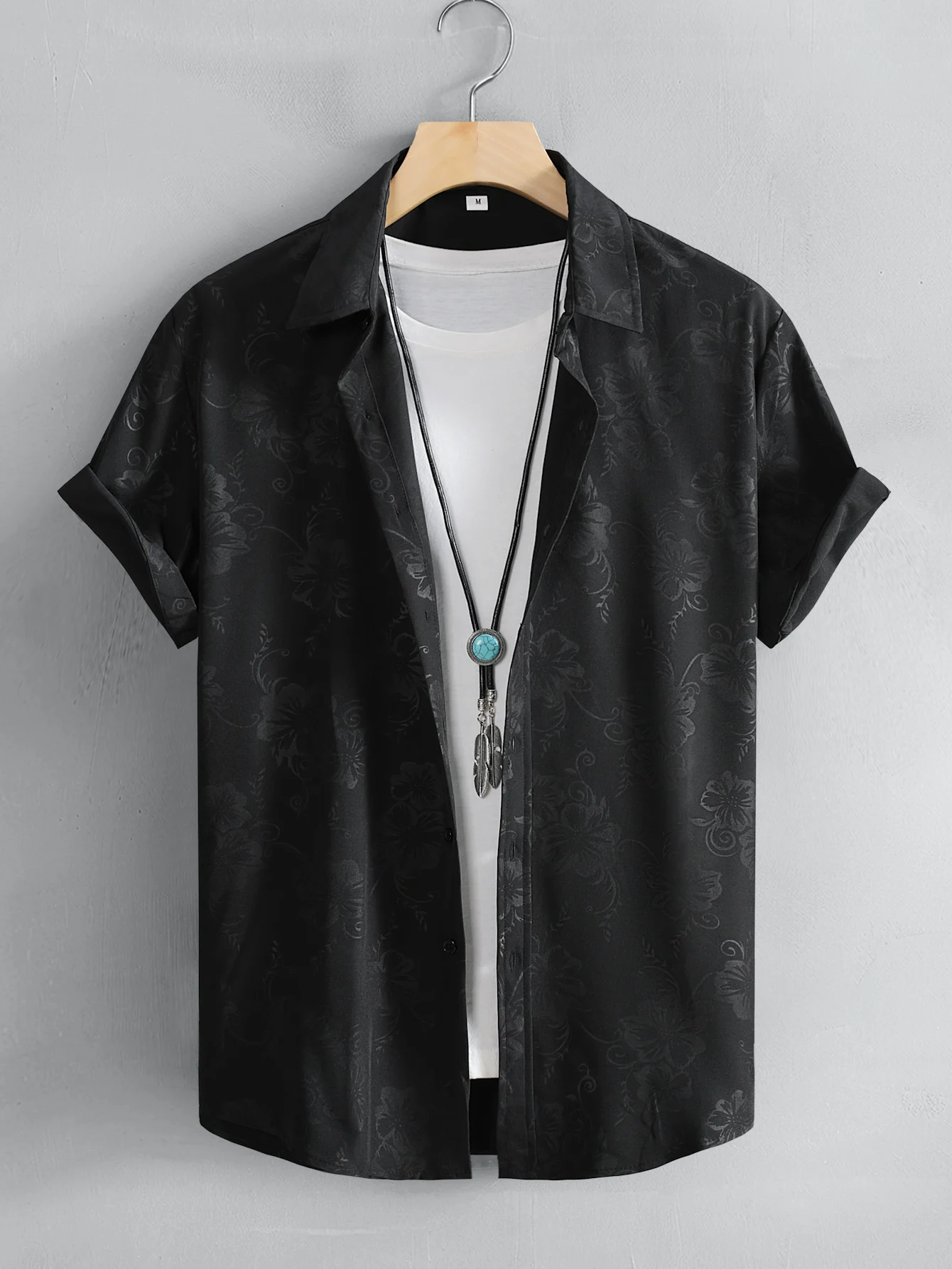 Nieuwe Luxe Zijden Shirts Voor Heren Zwart Gebloemd Met Korte Mouwen Mannelijke Blouese Casual Tops Formele Streetwear 2024 Herenkleding